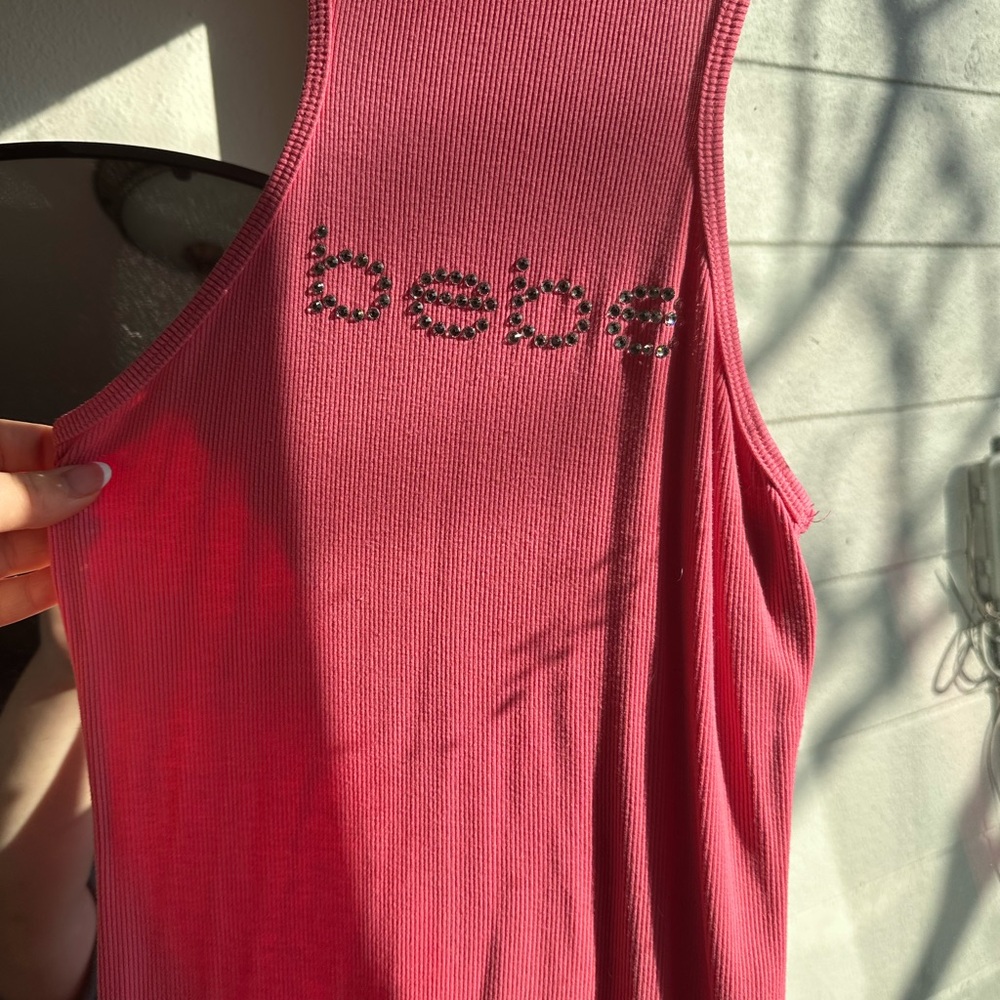 Bebe Fuchsia Ribbed Tank Top